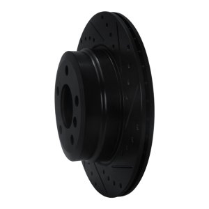 BMW X5 Brake Rotor (1) - Rear Right - R1 Concepts - Drilled & Slotted - Black - `07-`19